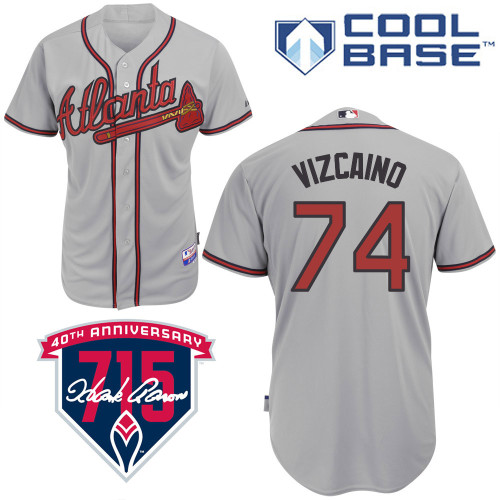 Arodys Vizcaino #74 Youth Baseball Jersey-Atlanta Braves Authentic Road Gray Cool Base MLB Jersey